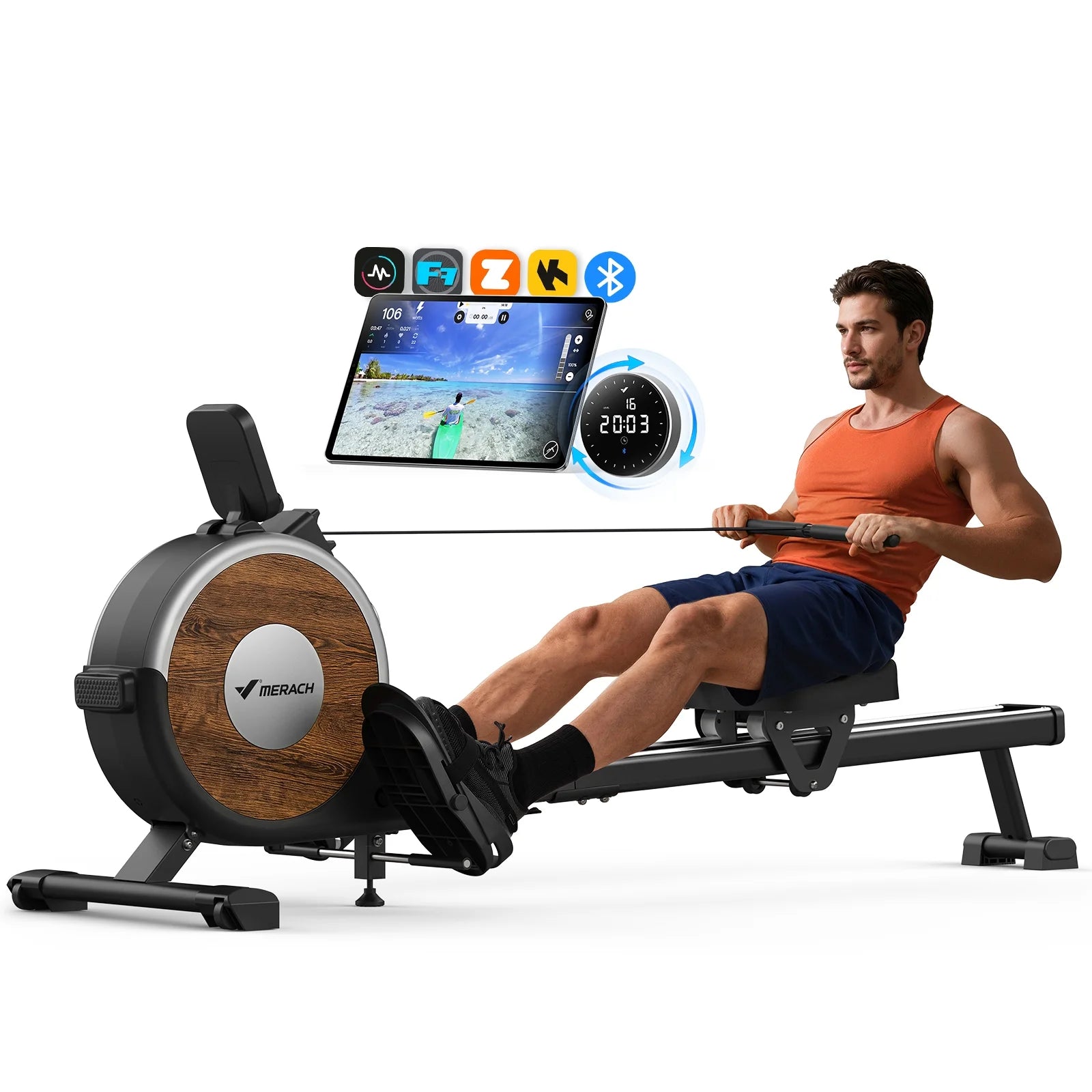 Rowing Machine, 16 Levels of Quiet Magnetic Smart Auto Resistance, 350 Lbs Weight Capacity Rower Machine for Home Workout Use