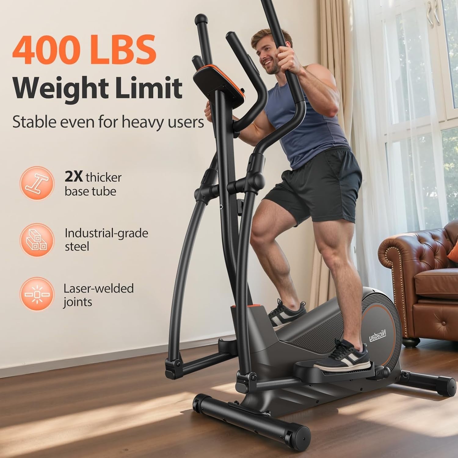 Elliptical Machine Elliptical Exercise Machine with 16-Level Resistance for Home