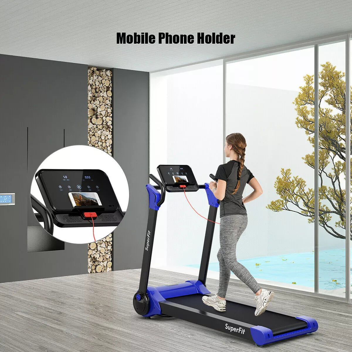 Costway 2.25HP Folding Electric Motorized Treadmill W/ Speaker White\Black\Blue