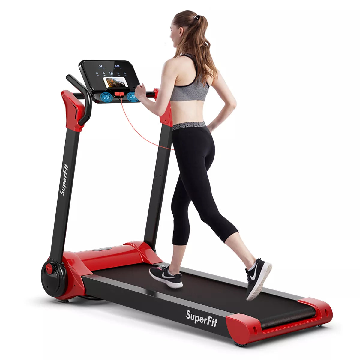 Costway 2.25HP Folding Electric Motorized Treadmill W/ Speaker White\Black\Blue