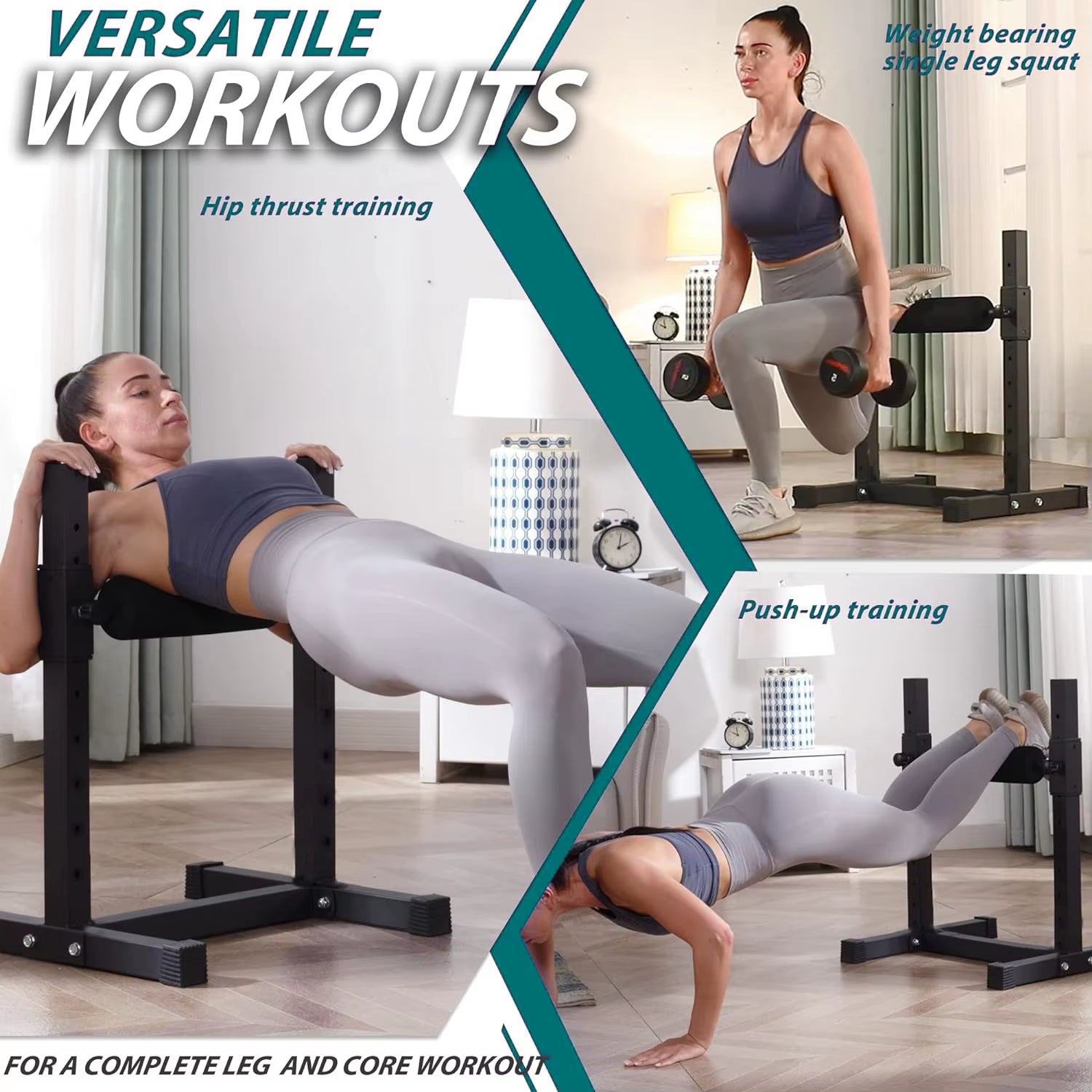 Single Leg Squat Roller, Adjustable Height Leg Squat Stand, Bulgarian Split Squat Stand for Home Gym Leg Strength Training