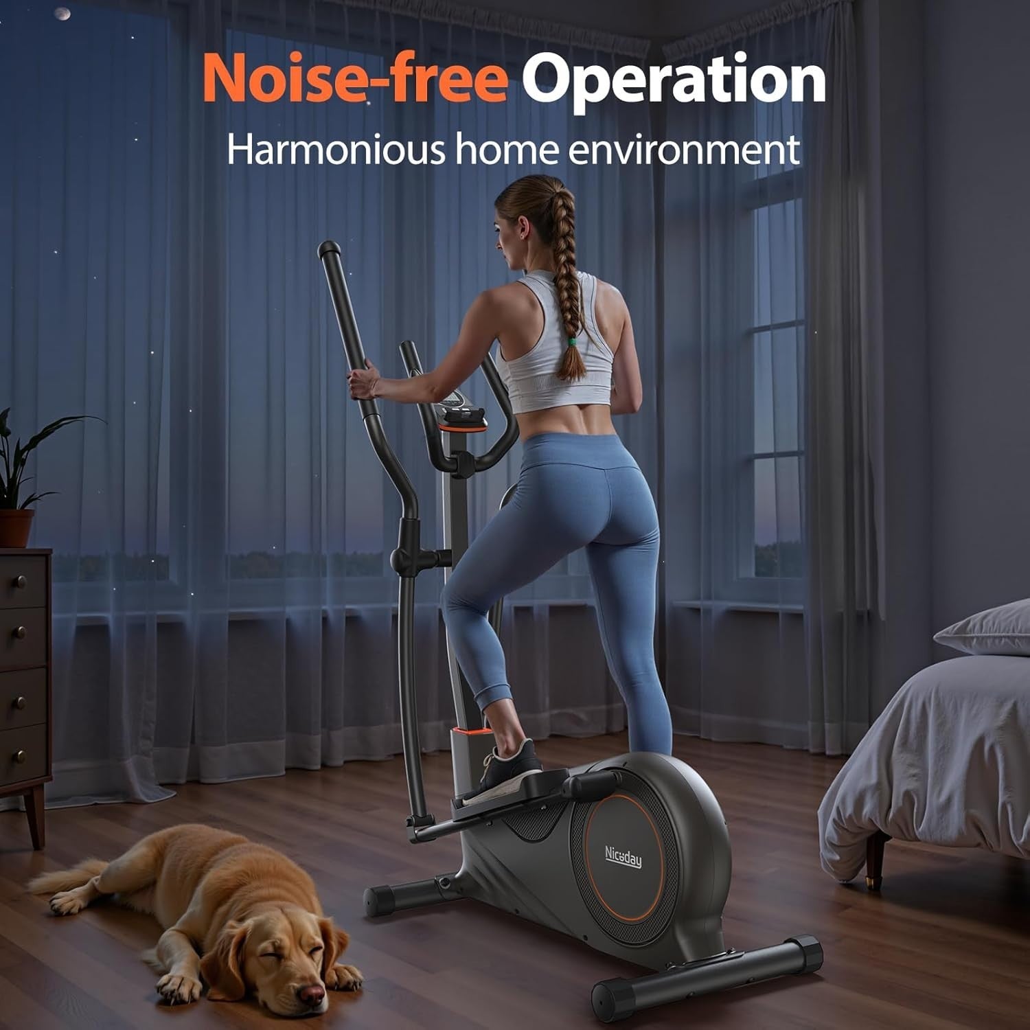 Elliptical Machine Elliptical Exercise Machine with 16-Level Resistance for Home