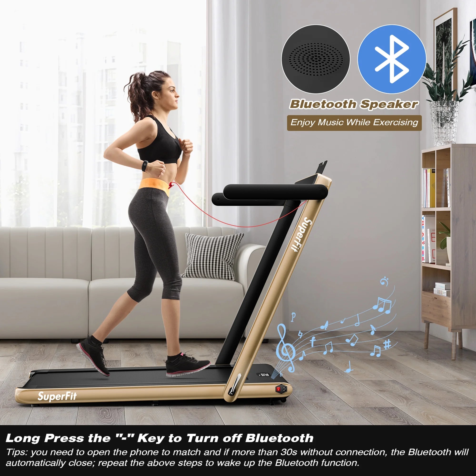 Motorized Treadmill Folding under Desk Electric Treadmill W/ APP Yellow