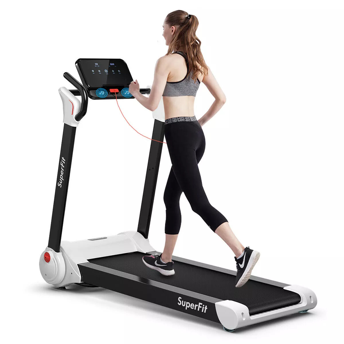 Costway 2.25HP Folding Electric Motorized Treadmill W/ Speaker White\Black\Blue