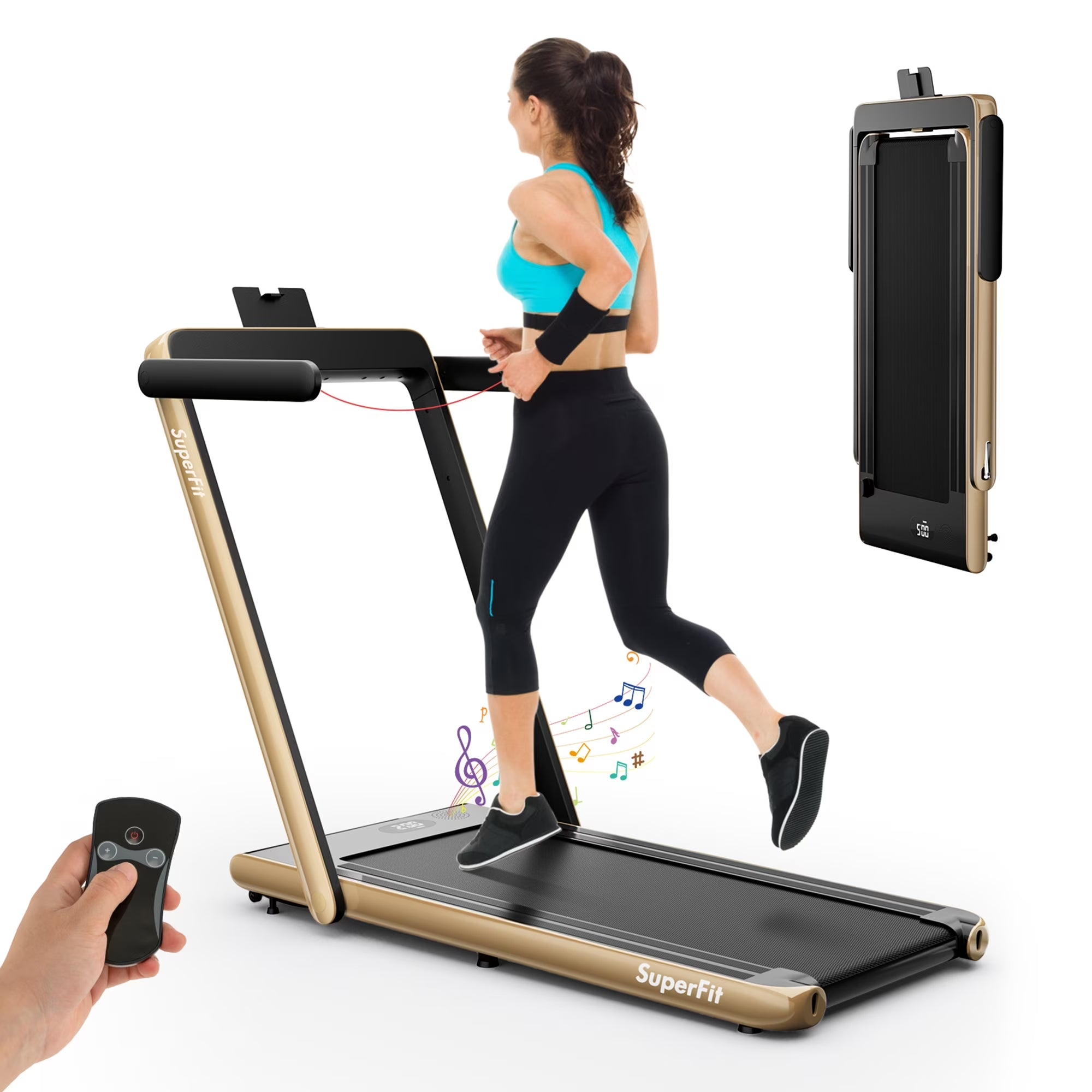 Motorized Treadmill Folding under Desk Electric Treadmill W/ APP Yellow