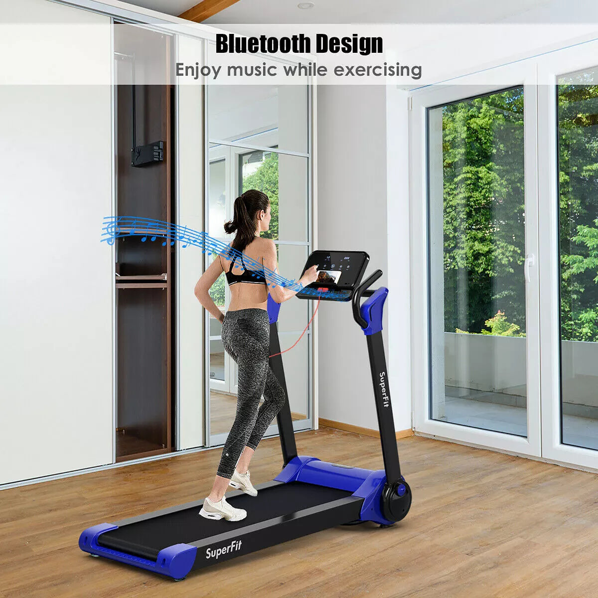 Costway 2.25HP Folding Electric Motorized Treadmill W/ Speaker White\Black\Blue