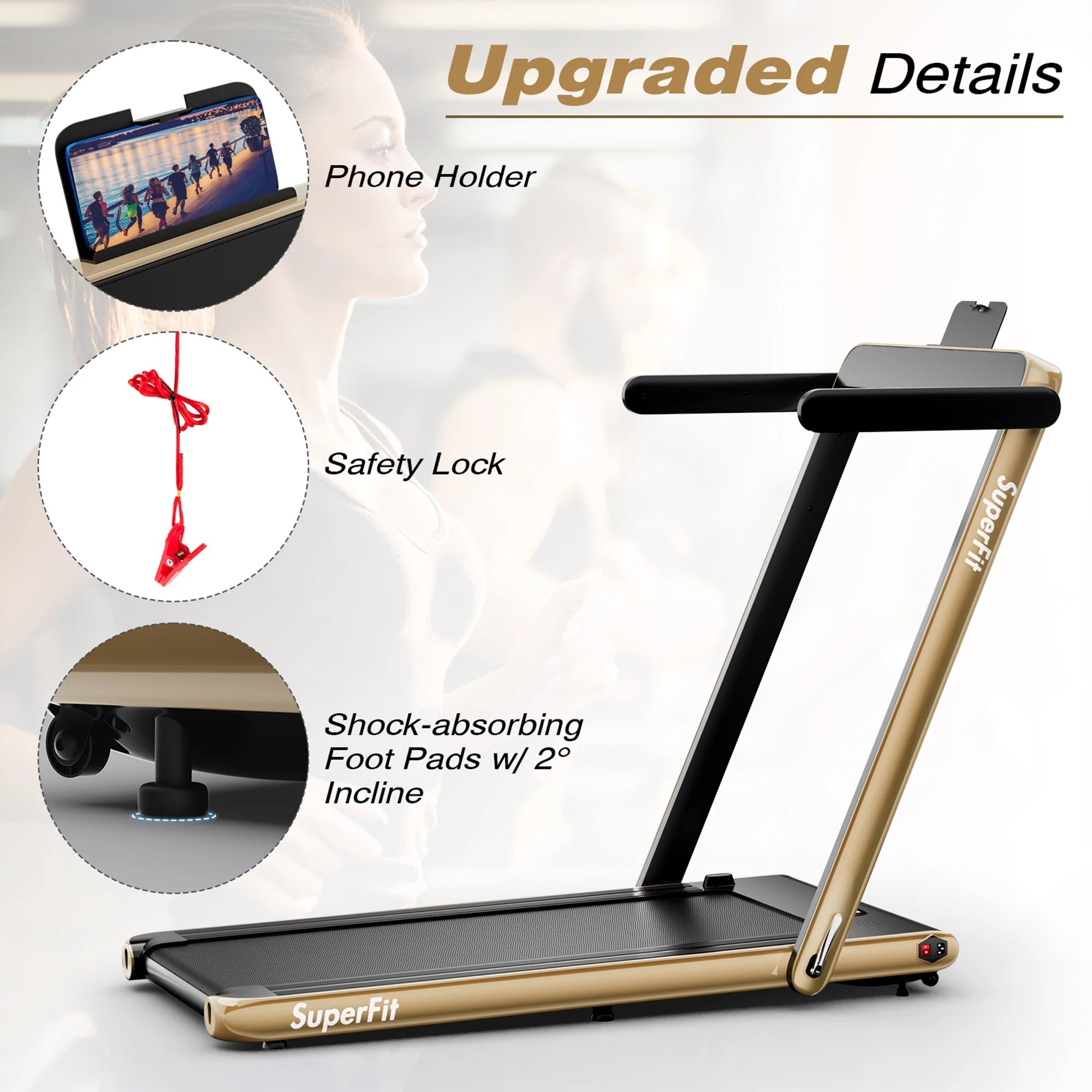 Motorized Treadmill Folding under Desk Electric Treadmill W/ APP Yellow