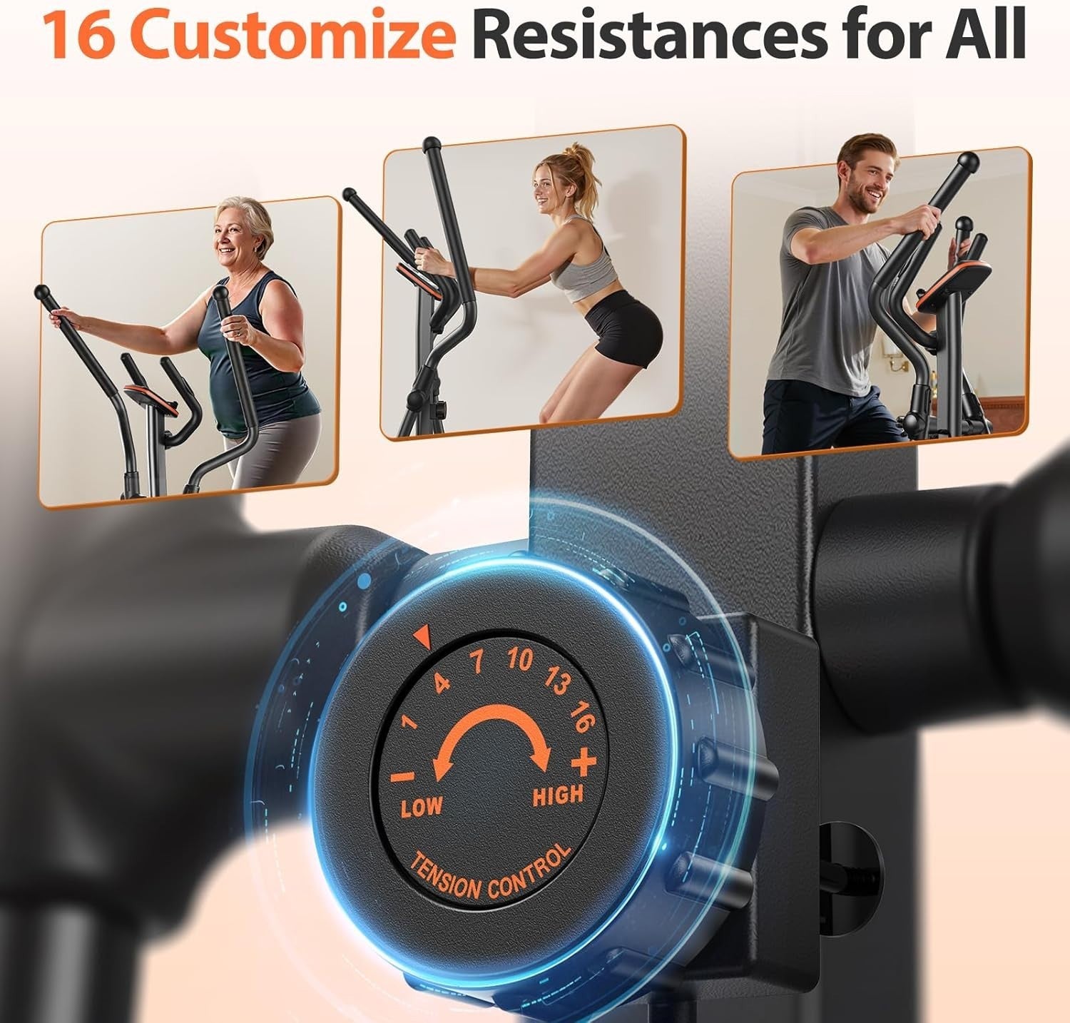 Elliptical Machine Elliptical Exercise Machine with 16-Level Resistance for Home