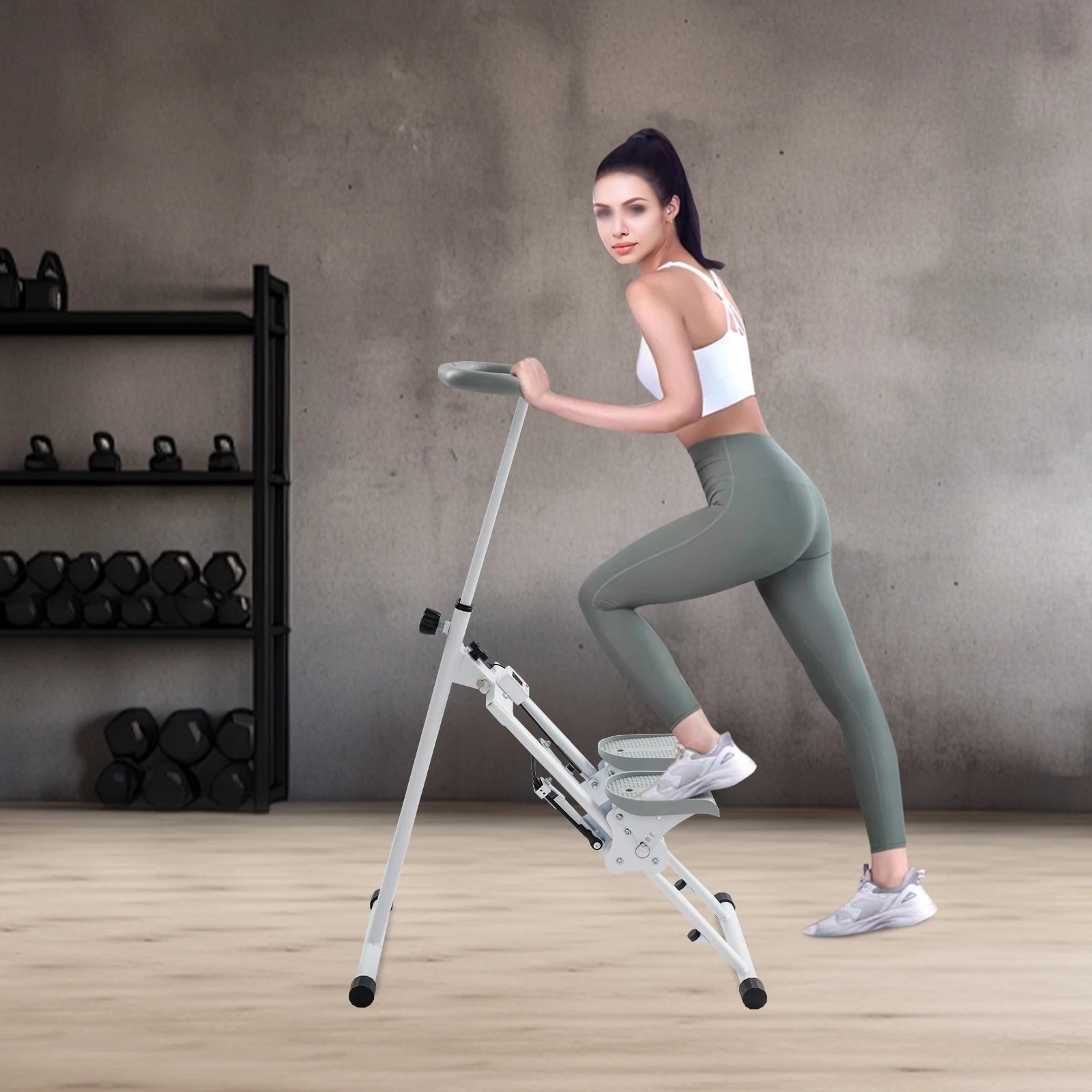 Adjustable Stair Stepper, Foldable Vertical Stair Climber for Full-Body Workout, 1.2Mm Thick Stair Stepper for Home Gym