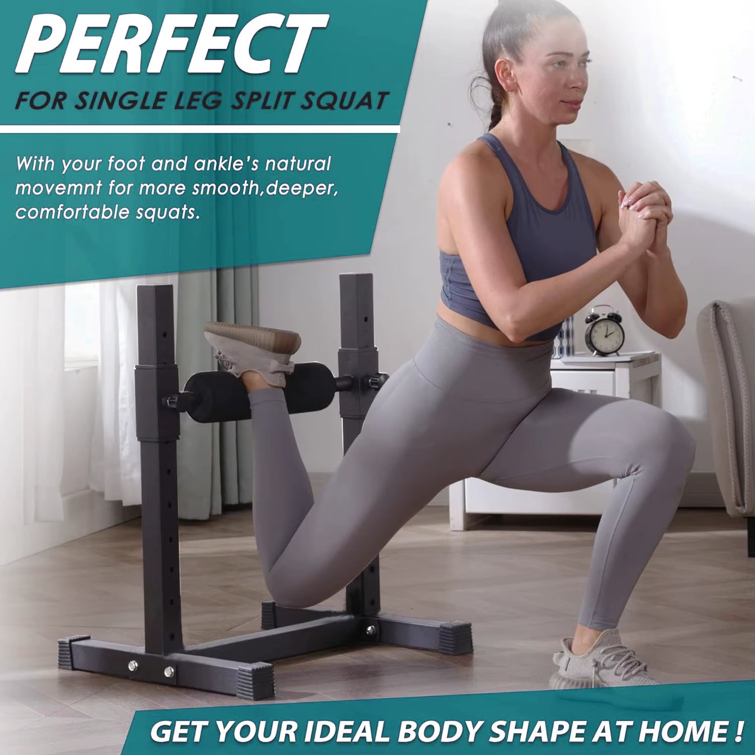 Single Leg Squat Roller, Adjustable Height Leg Squat Stand, Bulgarian Split Squat Stand for Home Gym Leg Strength Training
