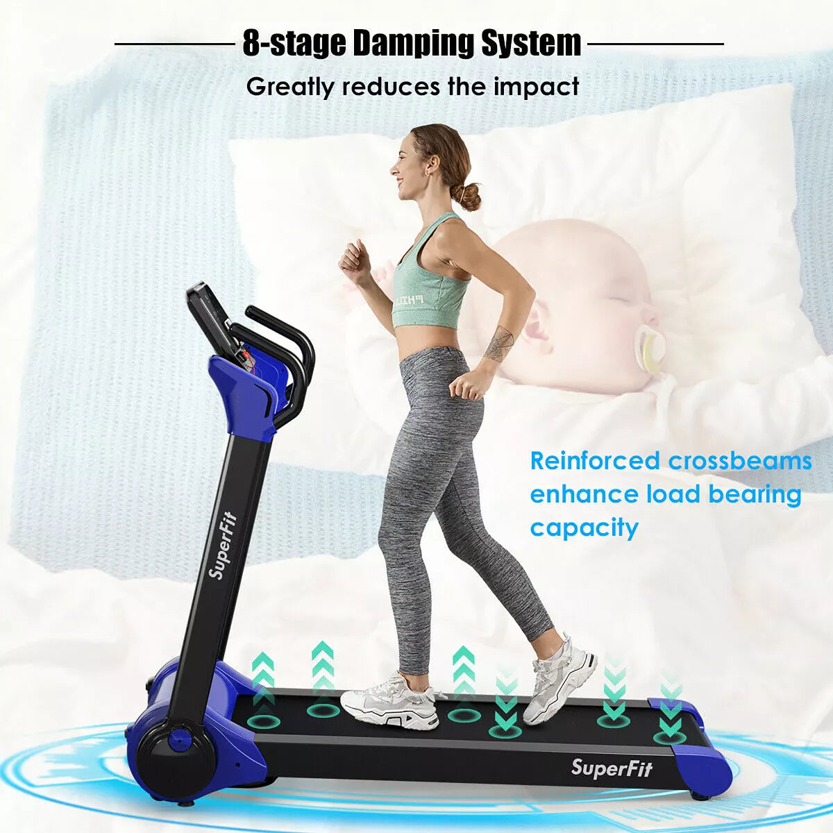 Costway 2.25HP Folding Electric Motorized Treadmill W/ Speaker White\Black\Blue