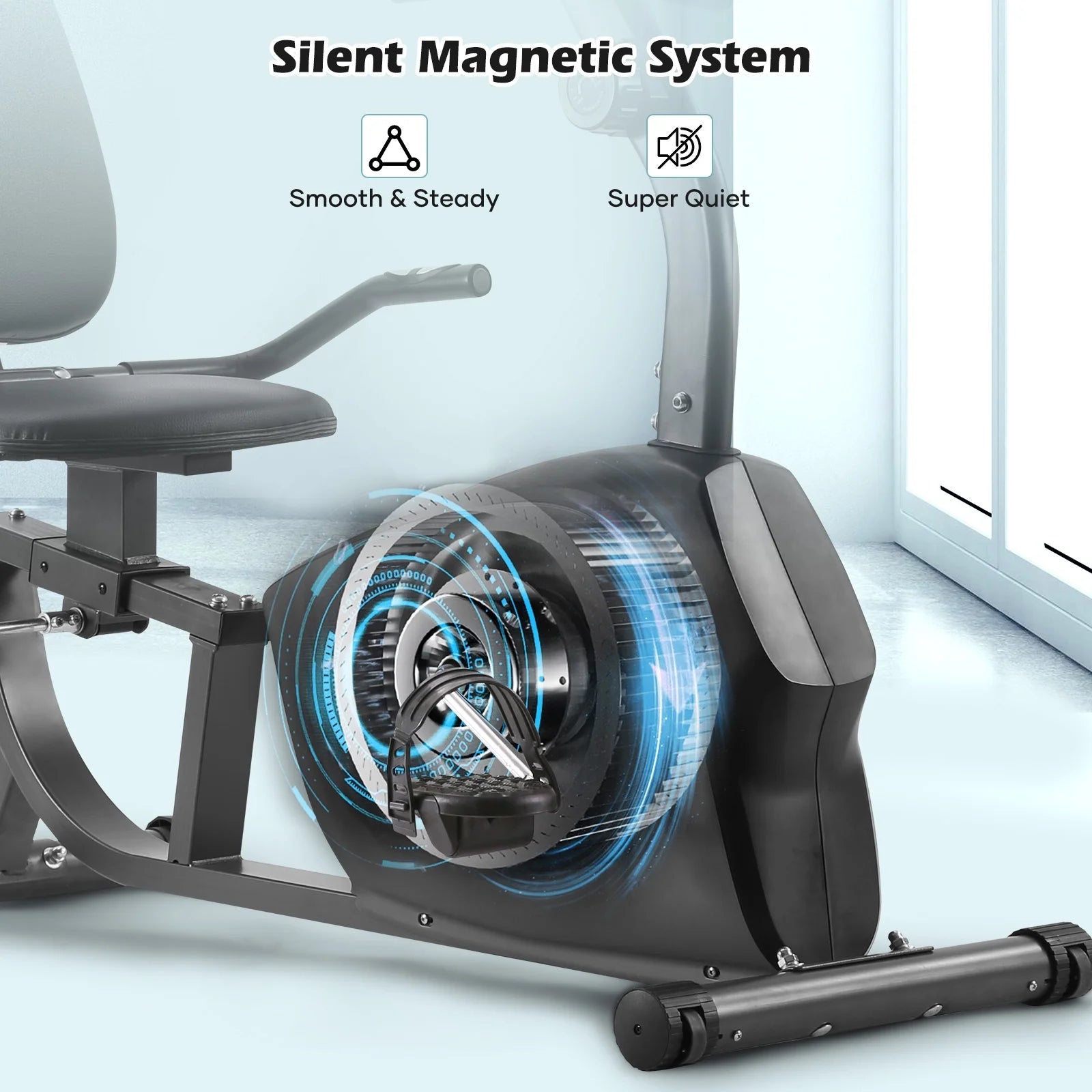 Recumbent Exercise Bike 8Level Adjustable Resistance Stationary Indoor Cycling Bike with Heart Rate and LCD Monitor for Home Gym Workout 300Lbs
